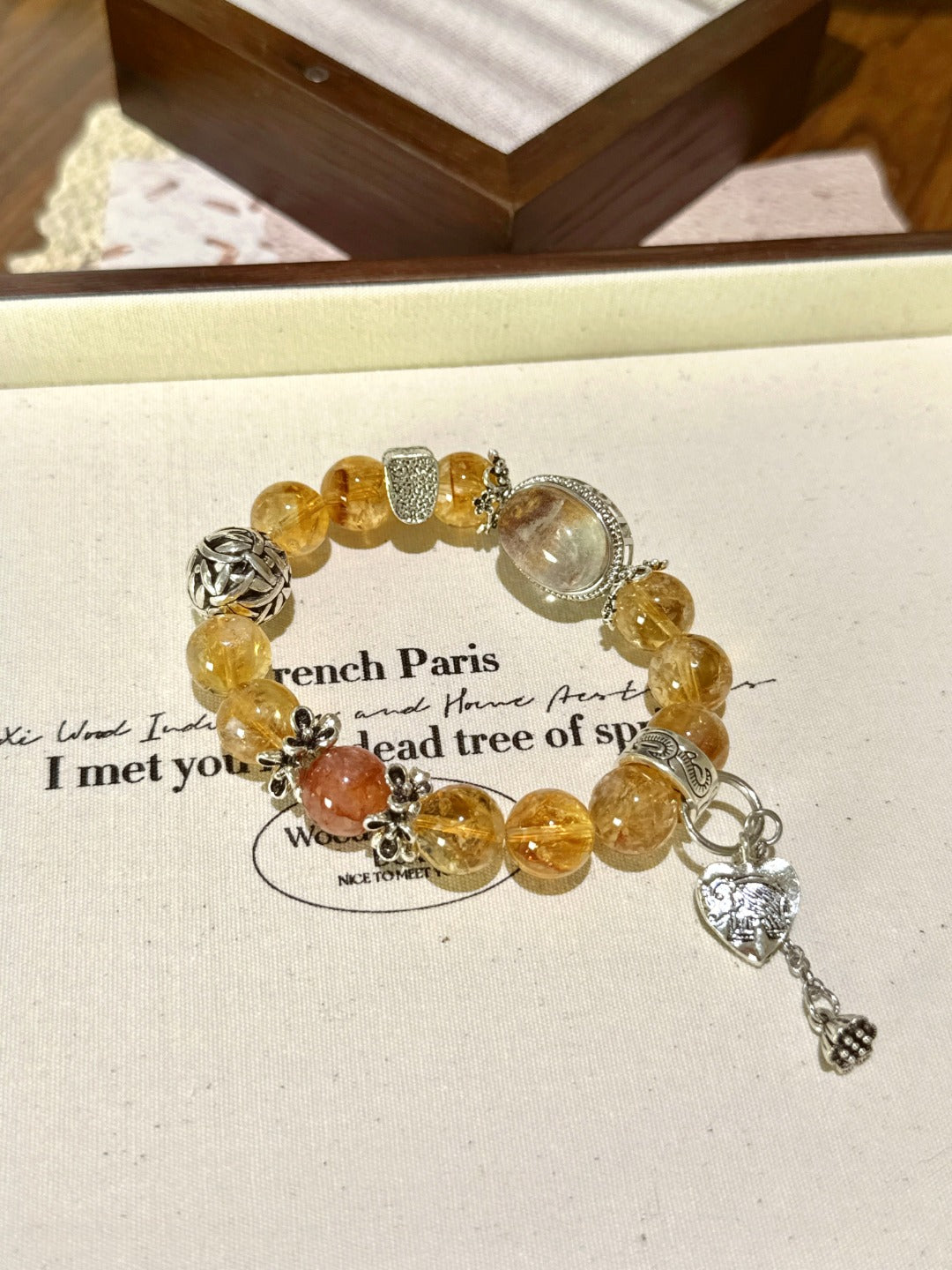▫️▪️ Yellow tower crystal red glue flower ghost magic box bracelet
